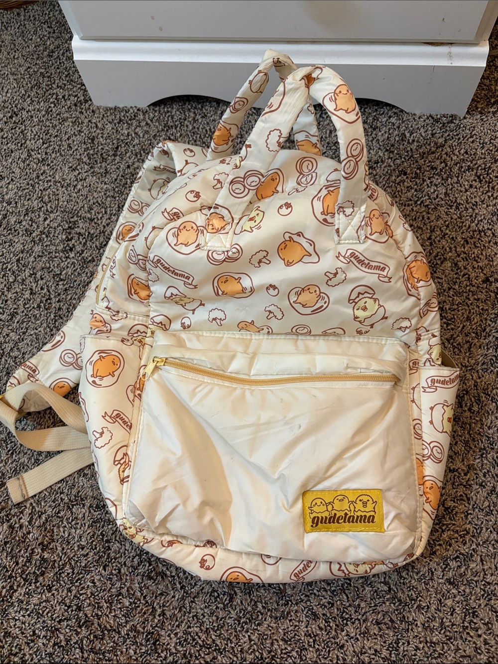 Gudetama Printed Cream Backpack